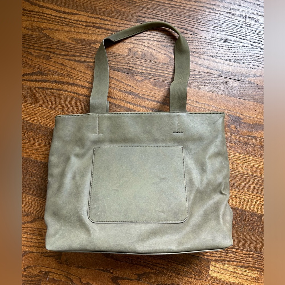 Green faux suede tote from Target.